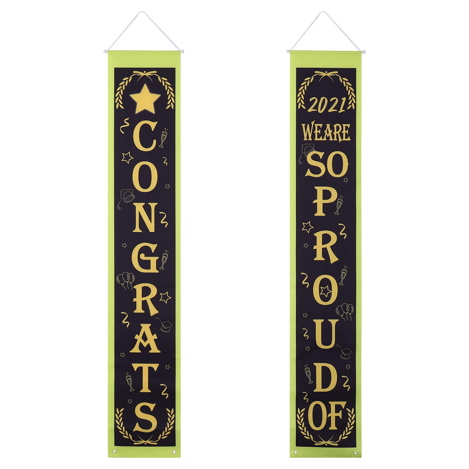 Graduation Party Decorations - 1 Pair Graduation Couplets Door Banner & Curtain Set - Perfect for Graduation Ceremony, School Events & Home Celebration Decor