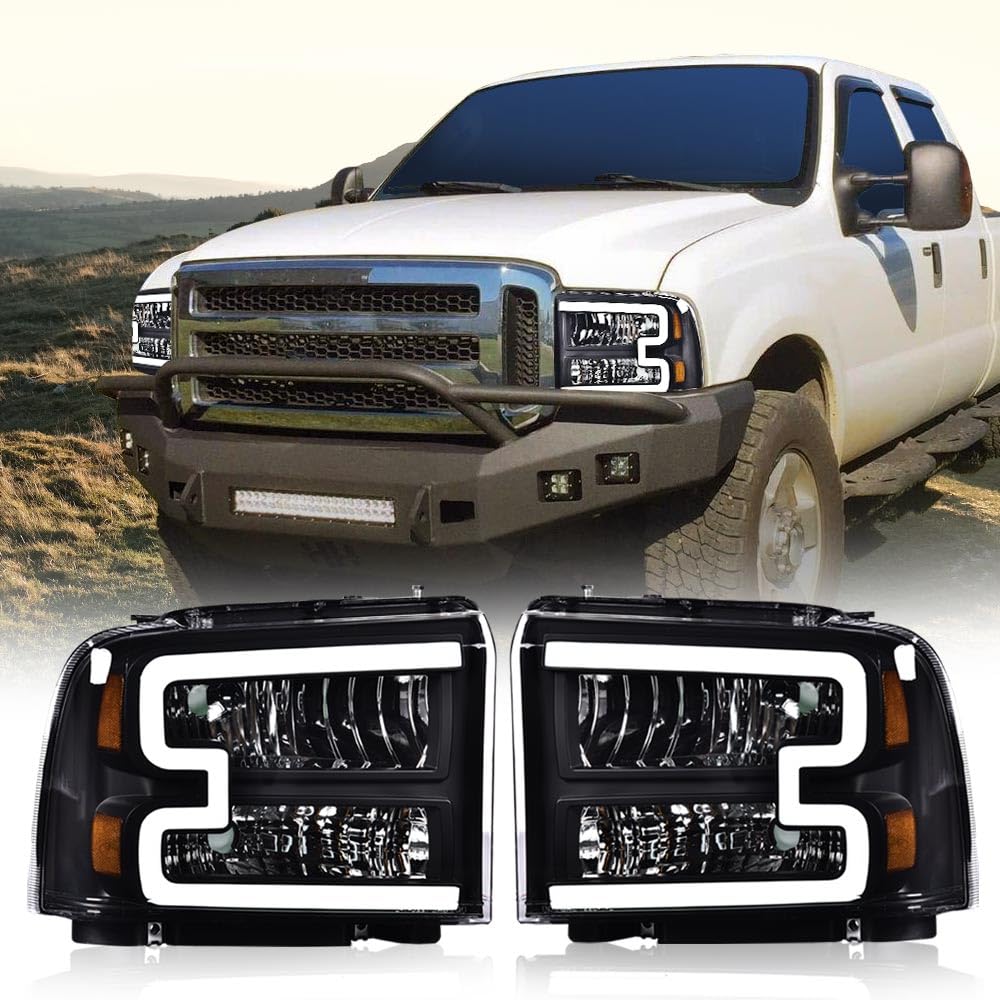 GRAND ORANGE LED DRL Bar for 2005-2007 Ford F250 F350 - Super Duty Headlight Assembly | Off-Road & Night Driving