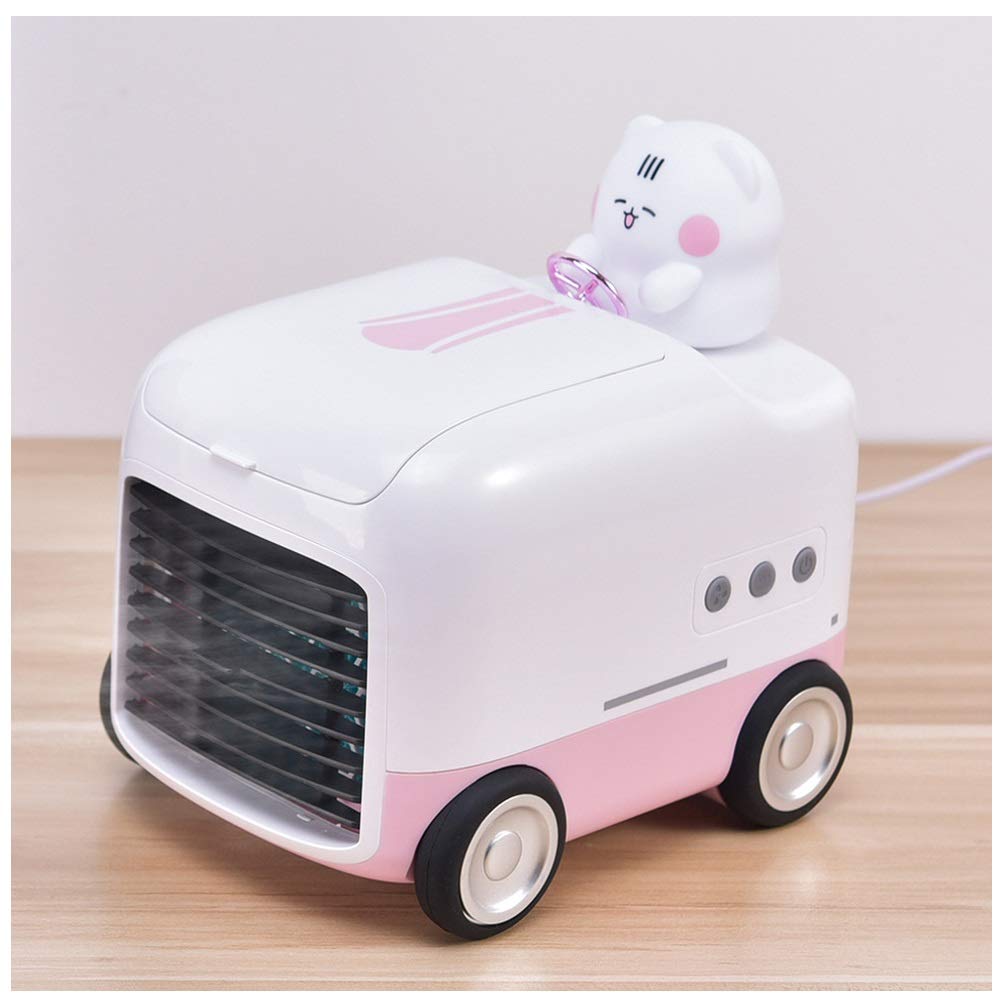 Portable USB Desktop Air Cooler - Silent Mini Cooling Fan with Humidifier, Pink | Perfect for Home Office, Bedroom & Personal Space Cooling