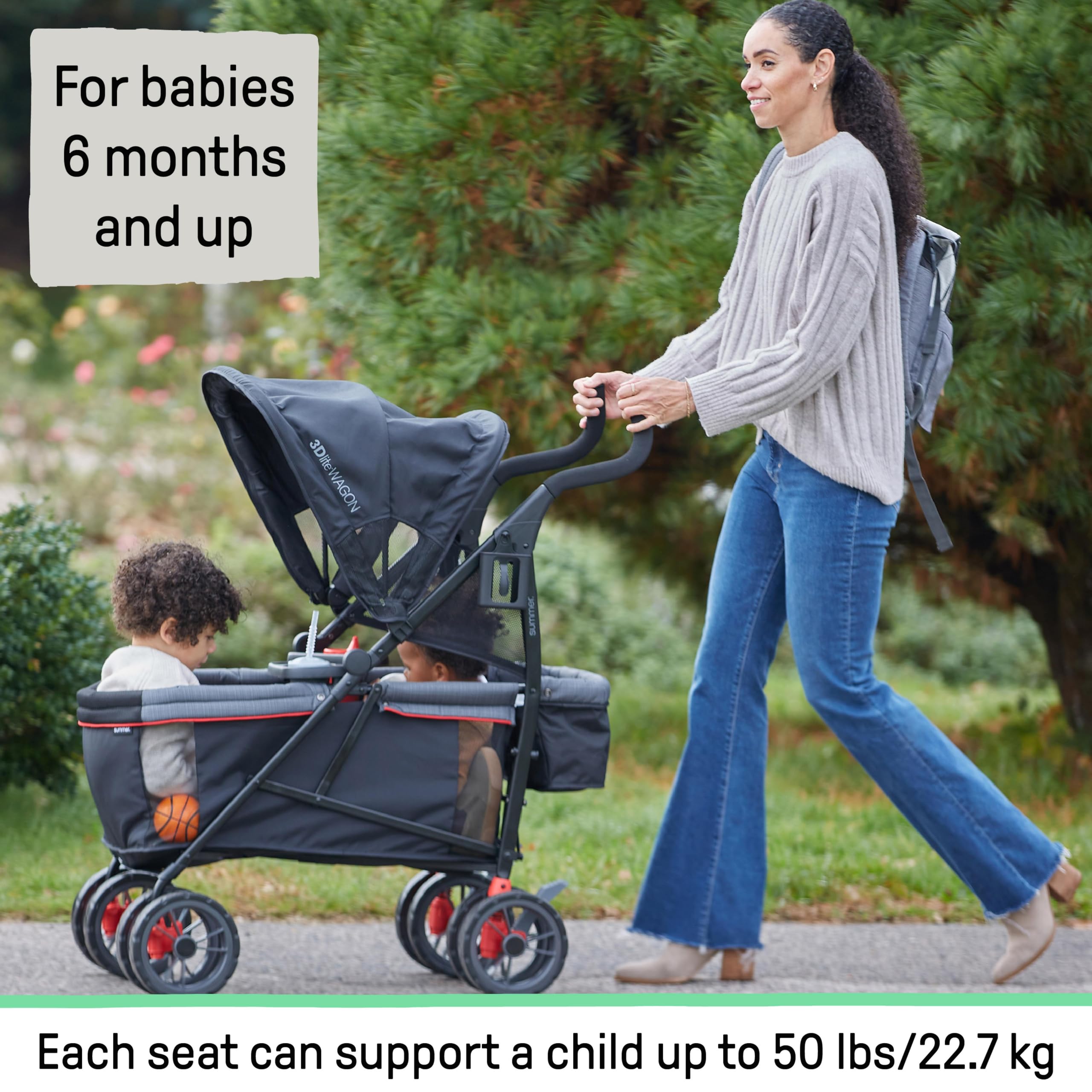 Summer Infant 3Dlite Convenience Stroller Wagon - Lightweight Foldable Travel Stroller for Babies & Toddlers (Red/Black) - Perfect for Park Outings, Beach Trips & Shopping