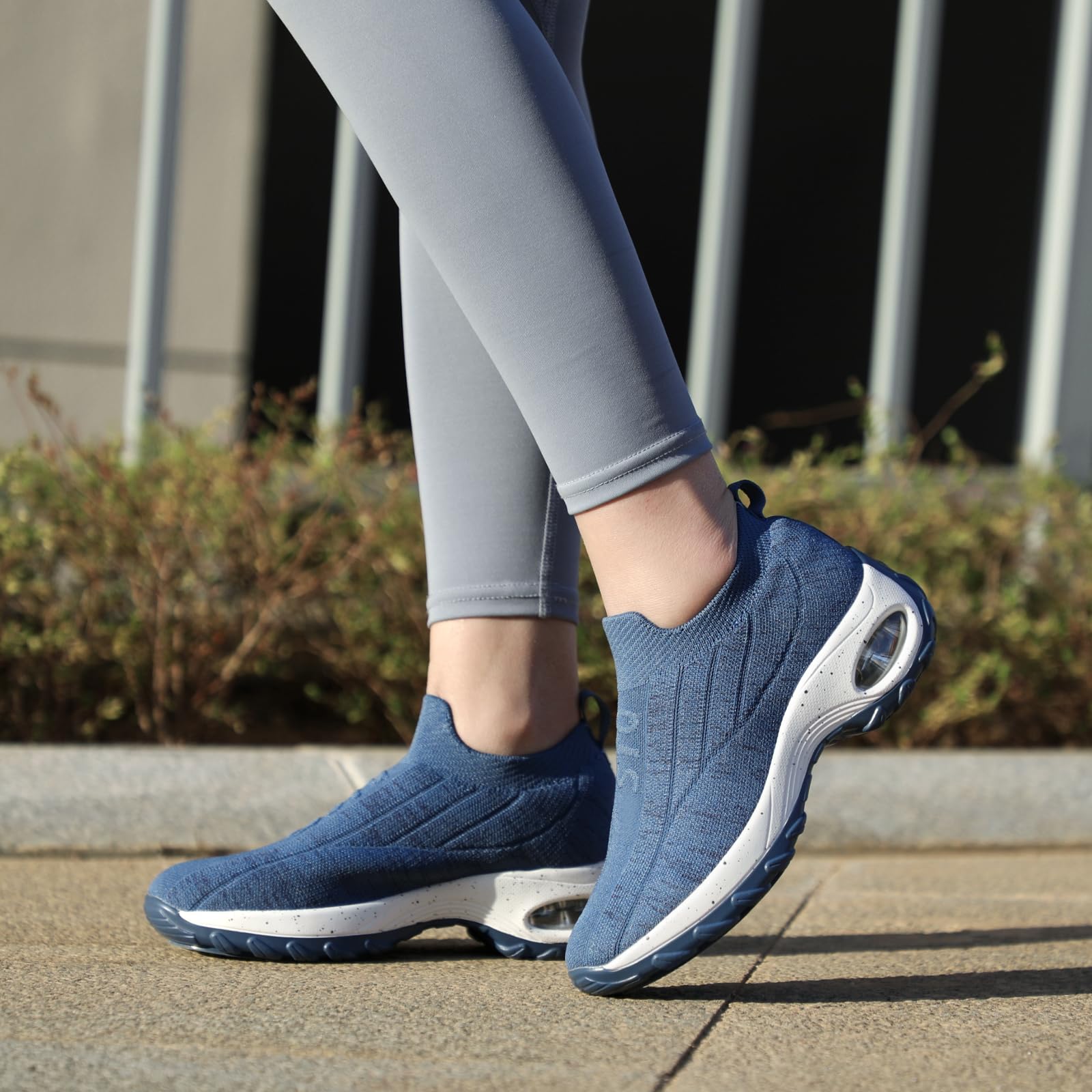 STQ Women's Slip-On Walking Shoes - Breathable Non-Slip Work Sneakers with Air Cushion & Arch Support - Comfortable Orthopedic Shoes for Nurses, Waitresses & All-Day Wear