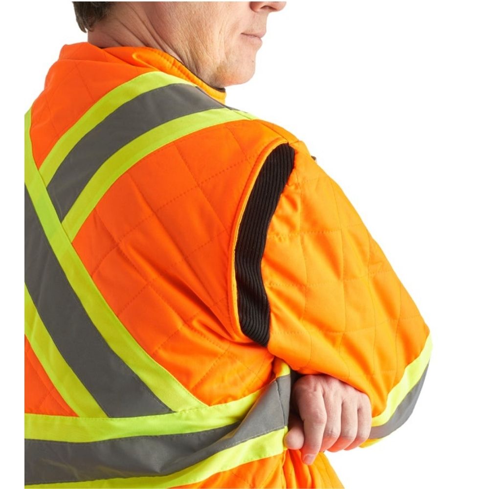 High Visibility Orange Freezer Work Jacket - Terra 116505 - Reflective Safety Jacket for Cold Storage & Outdoor Winter Work
