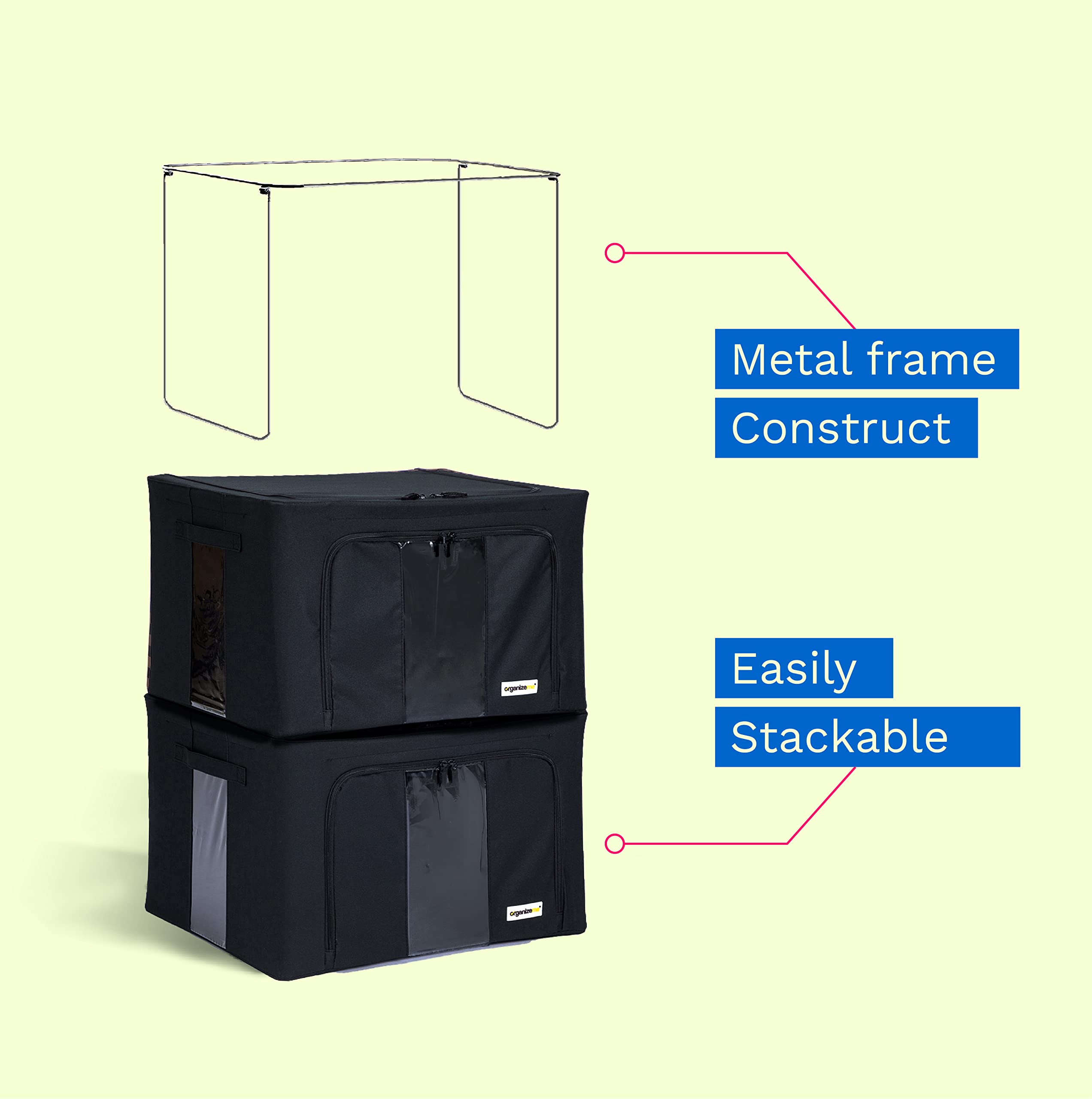 Foldable Clothes Storage Organizer - 2 Pack Large Capacity Collapsible Closet Boxes with Sturdy Handles & Premium Fabric - Under Bed Blanket Storage Bins with Strong Zippers (X-Large, Black) - Perfect for Seasonal Clothing, Bedding & Home Organization