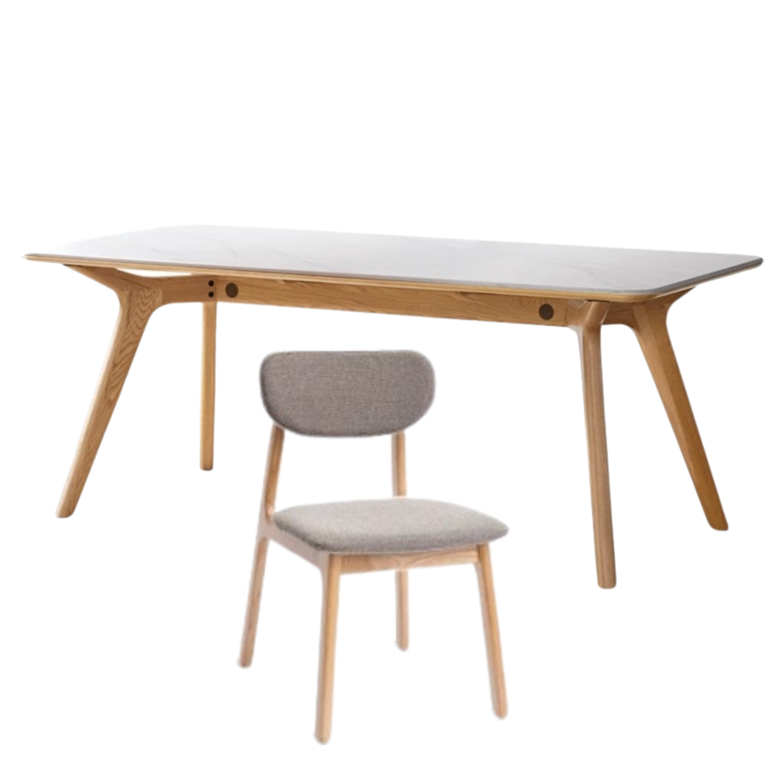 Solid Oak Wood Modern Dining Table - Rustic Farmhouse Style for Kitchen, Dining Room & Small Spaces