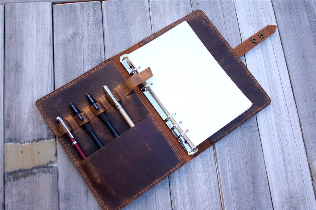 Personalized Brown Leather Portfolio Planner Organizer - Professional Business Binder for Documents, Notes & Meetings - Perfect for Office, School & Travel Organization