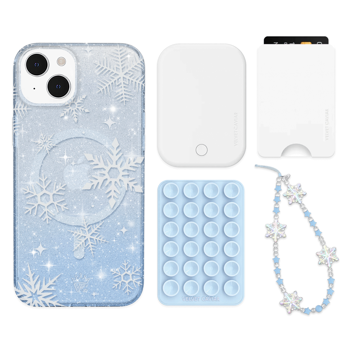 Snow Angel Glitter iPhone Case with Wallet - Stylish Protective Cover for iPhone 13/14/15 - Perfect for Everyday Use, Travel, and Gifts