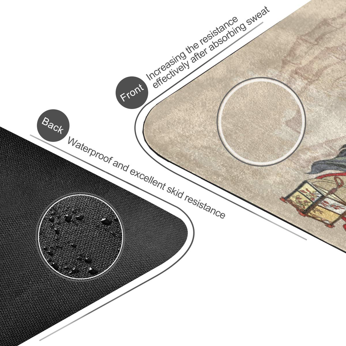 ALAZA Non-Slip Japanese Samurai & Geisha Yoga Mat - 1mm Thick Foldable Travel Exercise Mat (71x26 Inches) for Men & Women - Perfect for Home Workouts, Studio Yoga, and Travel Fitness