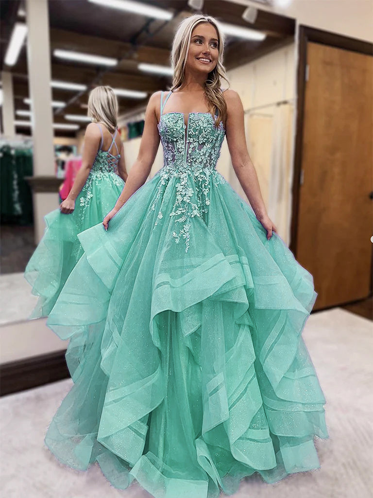 Elegant Purple A-Line Tulle Lace Long Prom Dress for Women | Formal Evening Gown | Perfect for Graduation, Homecoming & Special Occasions