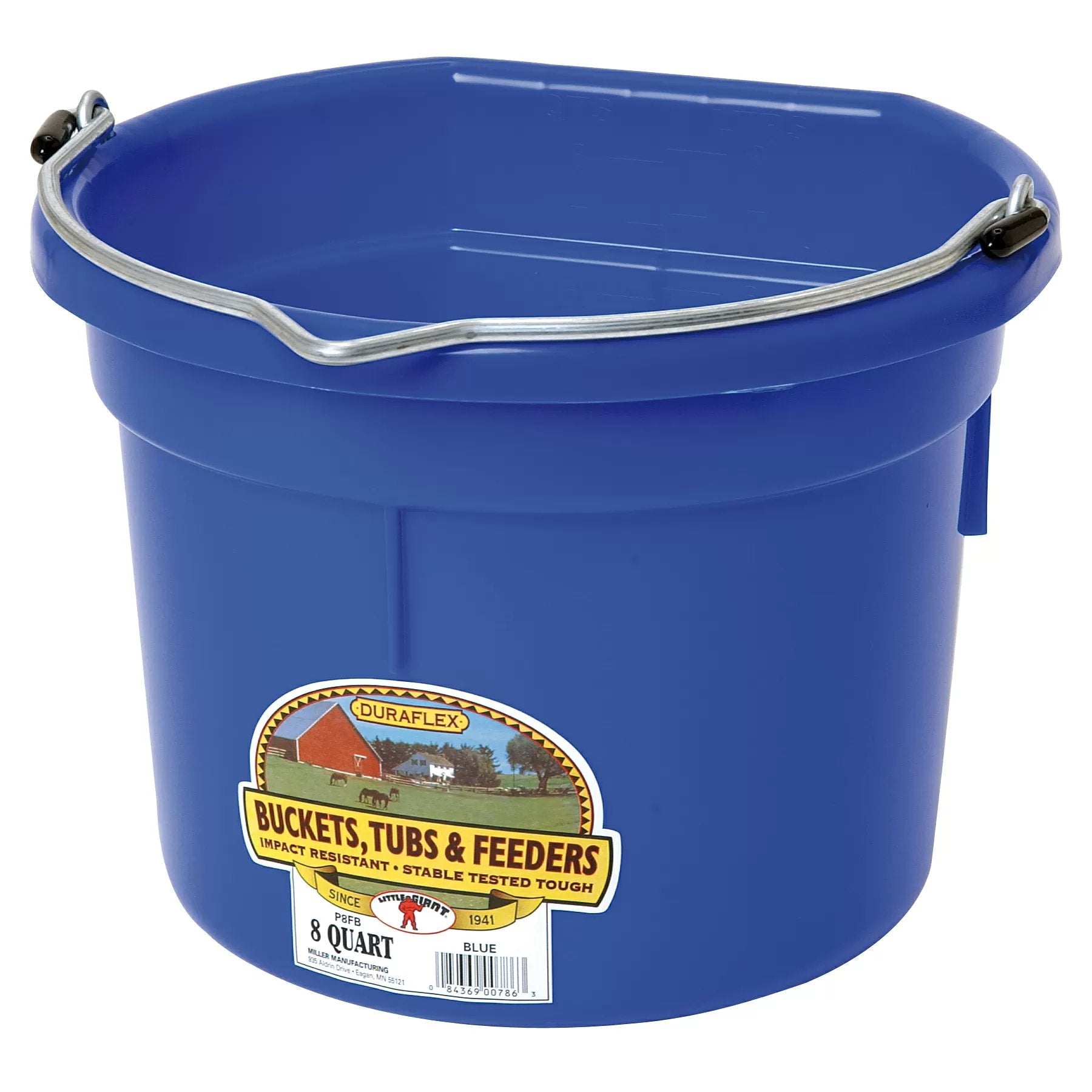 DuraFlex® 8 Quart Plastic Flat Back Bucket - Heavy Duty Utility Pail for Cleaning, Gardening, and DIY Projects