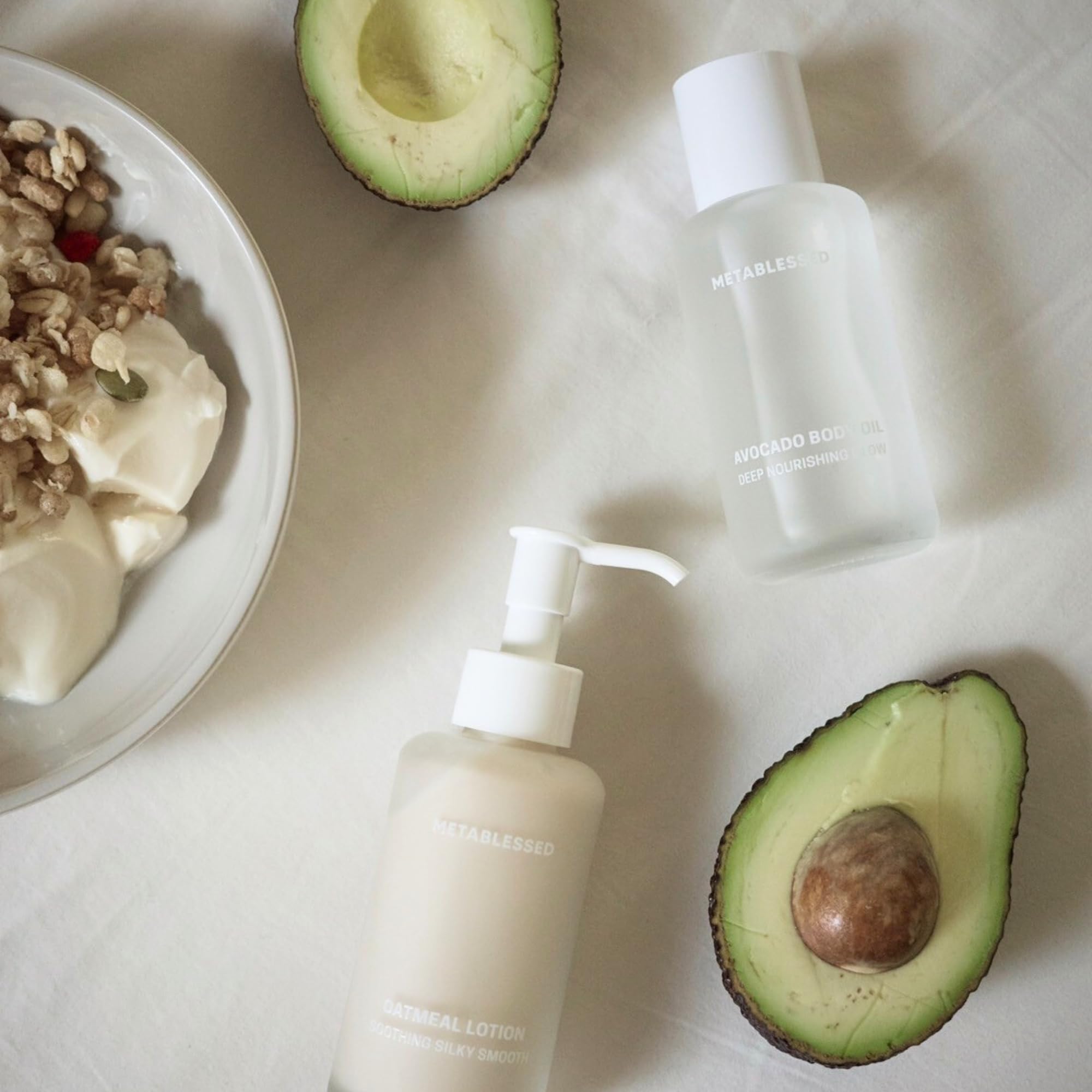 Organic Oatmeal Lotion & Avocado Dry Body Oil Set - Superfood Skincare Bundle for Sensitive Skin | Plant-Based Clean Beauty | Hydrating & Soothing for Dry Skin, Eczema & Daily Moisturizing