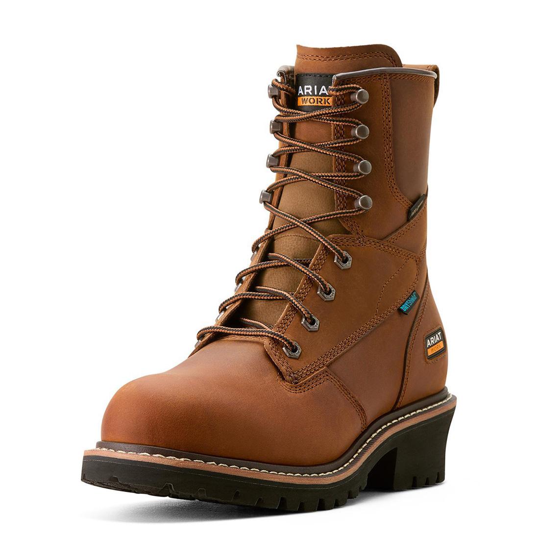 Logger Shock Shield Soft Toe Waterproof Insulated Work Boots - Copper Brown - Durable Winter Boots for Construction, Hiking & Outdoor Activities