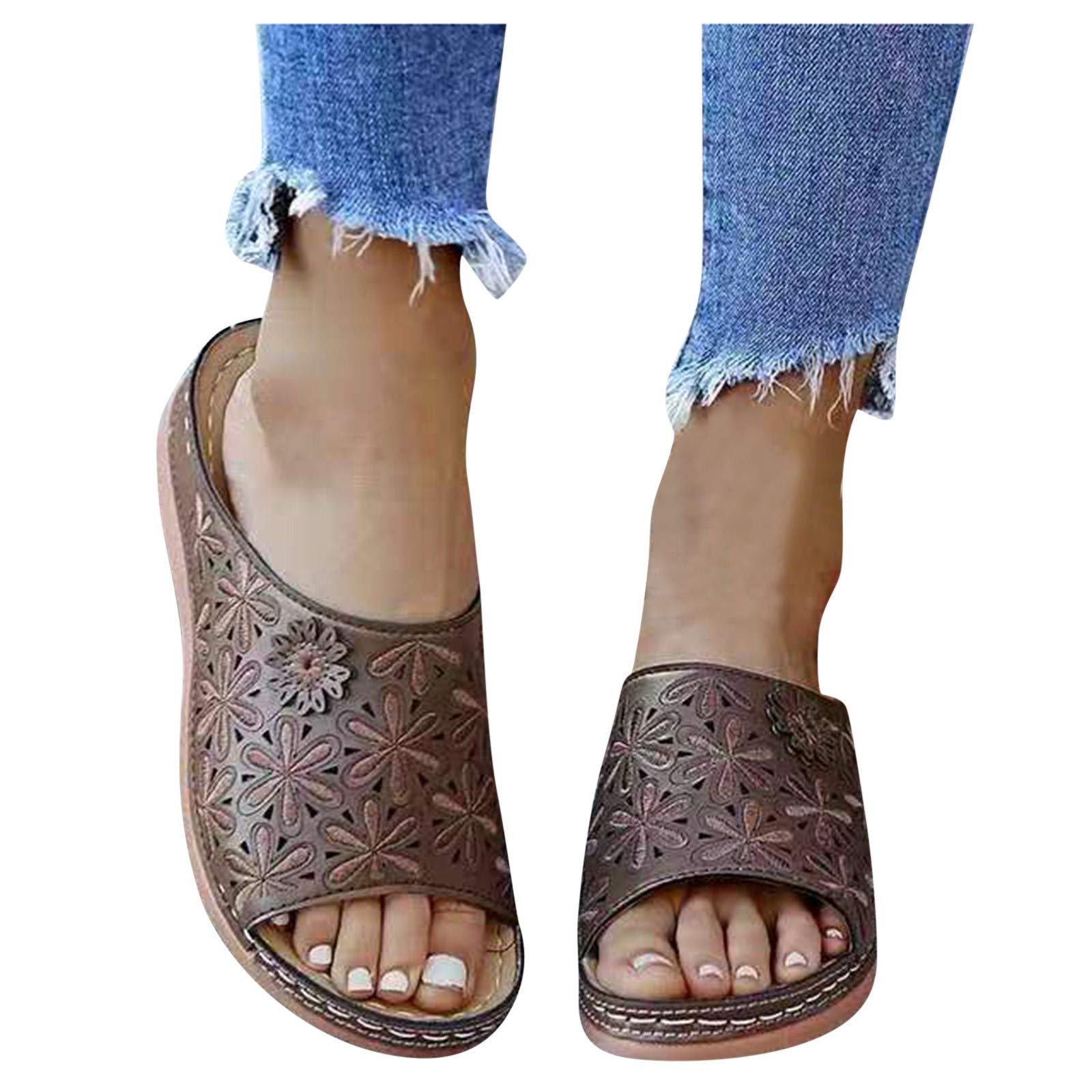 Gloneld Women's Hollow Wedge Heel Sandals - Comfortable Beach Flip Flops & Casual Slippers for Summer | Perfect for Poolside, Vacation, and Outdoor Relaxation