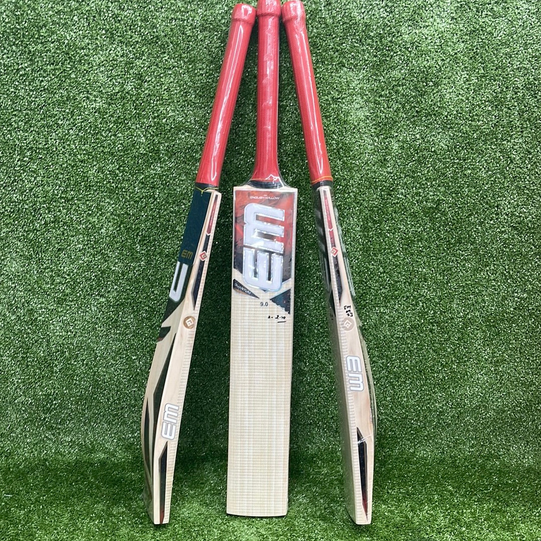 EM Quantum 9.0 English Willow Cricket Bat - Premium Grade for Professional Players - Perfect for Matches, Training & Outdoor Sports
