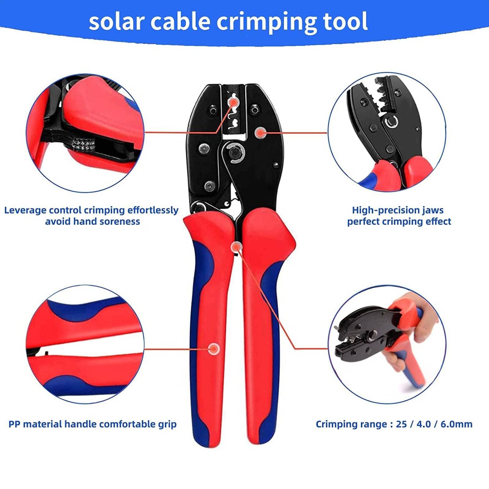 **Solar Panel Crimping Tool Kit - 6 Pairs MC4 Connectors, 1 Crimper Tool & 2 Spanner Wrenches for Solar Cable Installation - Perfect for DIY Solar Projects & Off-Grid Systems**