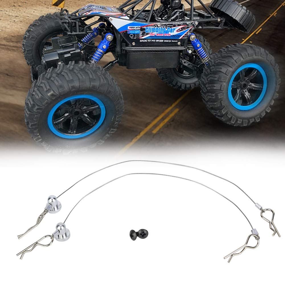 V GEBY 1/10 RC Car Body Shell Clip Pins & Rope Set - Silver, Durable Car Shell Clips for Secure Fit, Ideal for Off-Road Racing and Drift Tracks