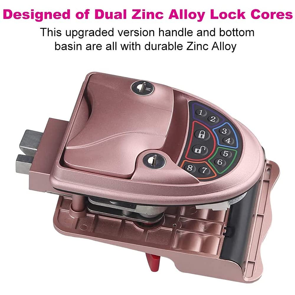 RV Keyless Entry Door Lock with Backlit Keypad - Smart Handle Latch & Deadbolt - 20M Remote Controller - Zinc Alloy Keypad & Fob (Pink) - Perfect for Camper, Motorhome & Travel Trailer Security