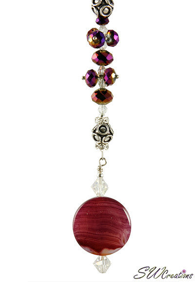 Purple Agate Gemstone Beaded Fan Pull - Elegant Home Decor for Ceiling Fans, Light Fixtures & Boho Chic Interiors
