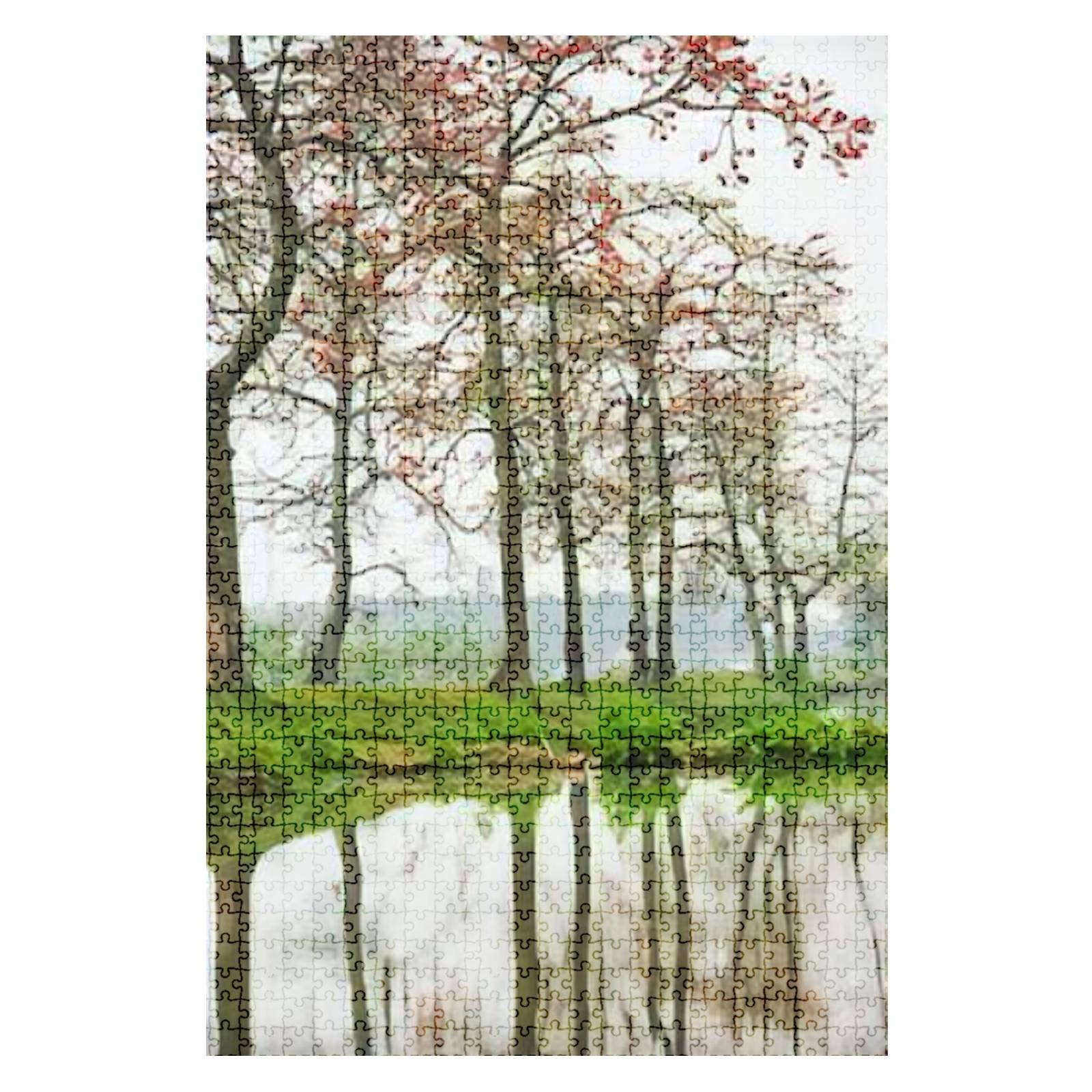 1000-Piece Wooden Jigsaw Puzzle - Scenic Village Road by River with Bombax Ceiba Trees | Fun & Challenging DIY Board Game for Adults & Kids | Educational Toy, Home Decor Gift | Perfect for Family Game Nights & Stress Relief