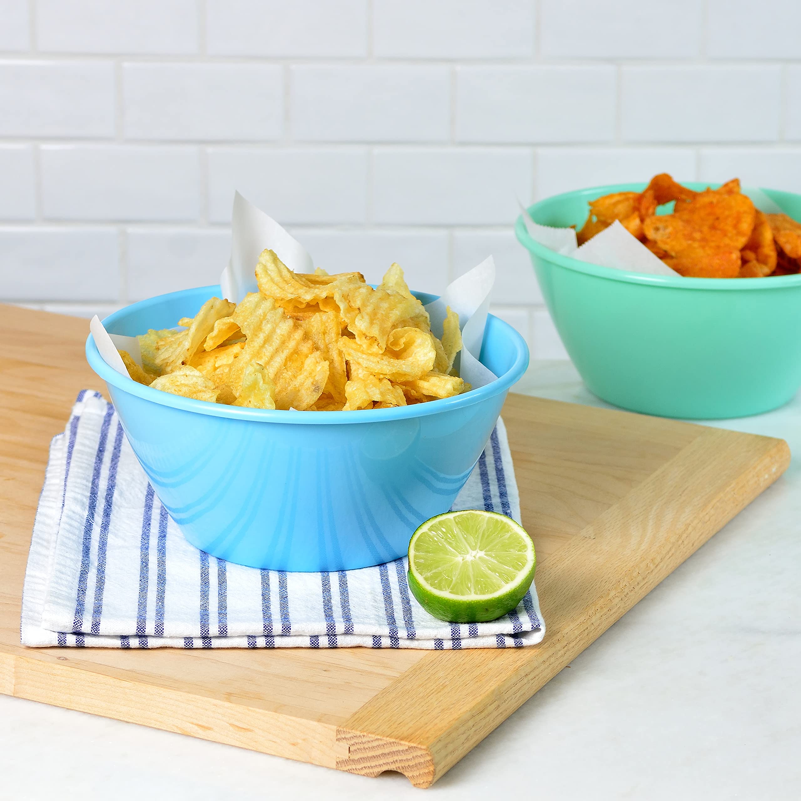 Youngever 50oz Plastic Bowls Set of 9 - Large Cereal & Soup Bowls for Family Dining, Party Serving - Durable & Colorful (9 Coastal Colors) - Perfect for Breakfast, Snacks, Salads & Entertaining