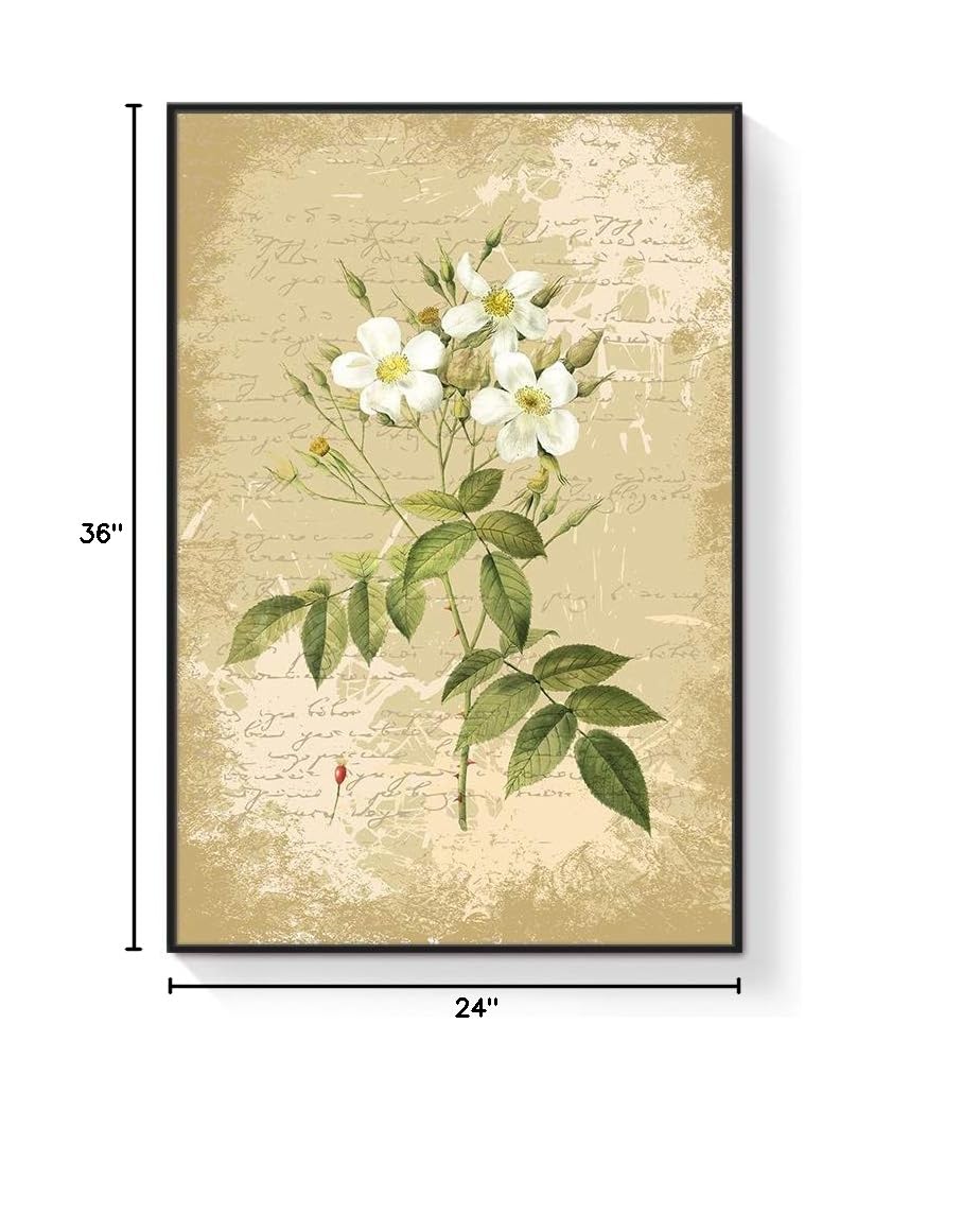 Floating Framed Canvas Wall Art - Retro Flower Print for Living Room & Bedroom Decor - Ready to Hang 24x36 Inches - Perfect for Home, Office & Apartment Wall Decoration