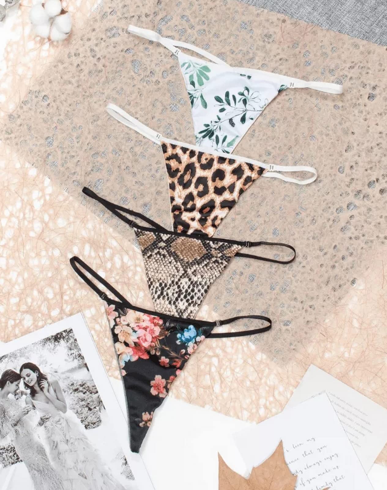 Sexy Low Rise Thong Underwear for Women - Comfortable Lace Printed Panties - Perfect for Daily Wear, Date Night & Special Occasions