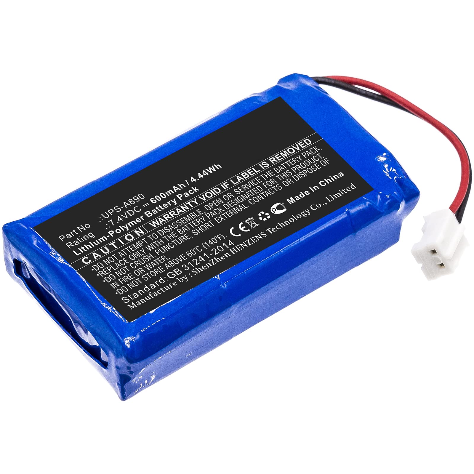 Synergy Digital Alarm System Batteries - 7.4V 600mAh Li-Pol Replacement for Chuango WS-108 & UPS-A890 (4-Pack) | Home Security & Emergency Backup Power Solution