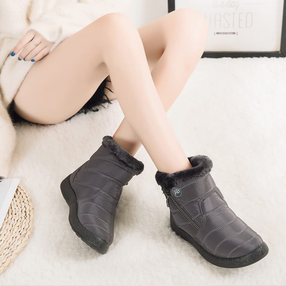 Women's Winter Snow Boots - Waterproof Fur Lined Ankle Booties with Slip-On Design for Outdoor Activities | Warm & Cozy for Snowy Days, Hiking, and Casual Wear
