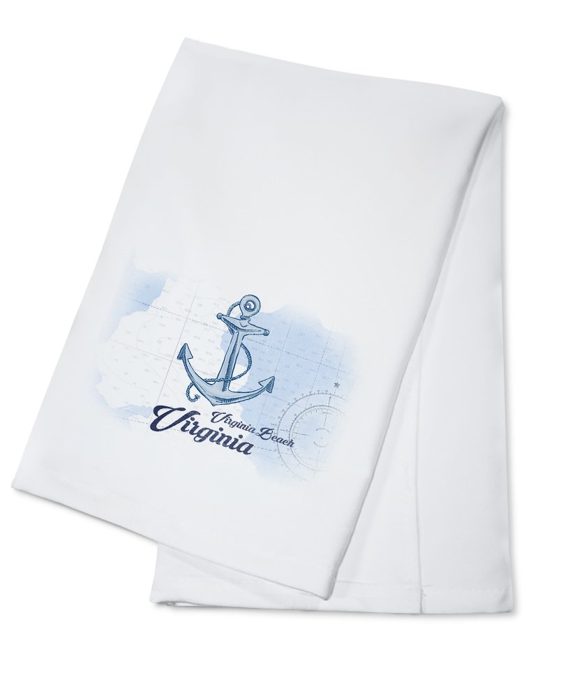Virginia Beach Anchor Blue Cotton Tea Towel - Coastal Decor Kitchen Towel, Hand Towel for Home & Bathroom | Perfect for Beach House, Nautical Themed Kitchen, and Coastal Home Decor