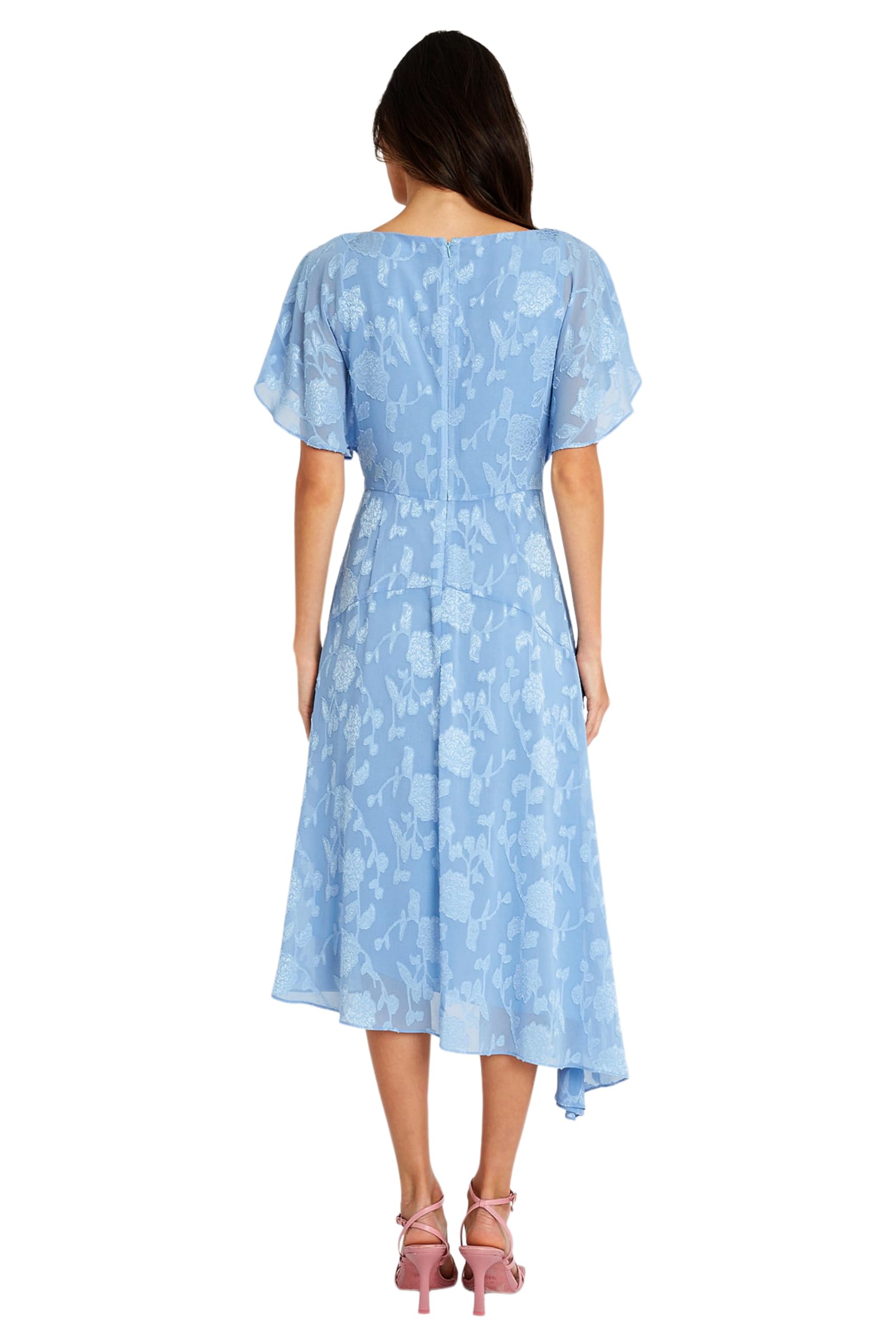 Maggy London Women's Flutter Sleeve Burnout Midi Dress - Semi-Formal Wedding Guest Dress for Women | Perfect for Cocktail Parties, Bridal Showers & Special Occasions