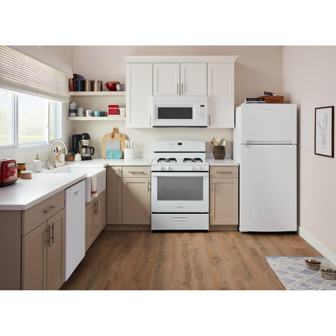 Amana 28 Inch 16.4 Cu Ft Freestanding Top Freezer Refrigerator ARTX3028PW - Perfect for Kitchens, Apartments & Small Spaces
