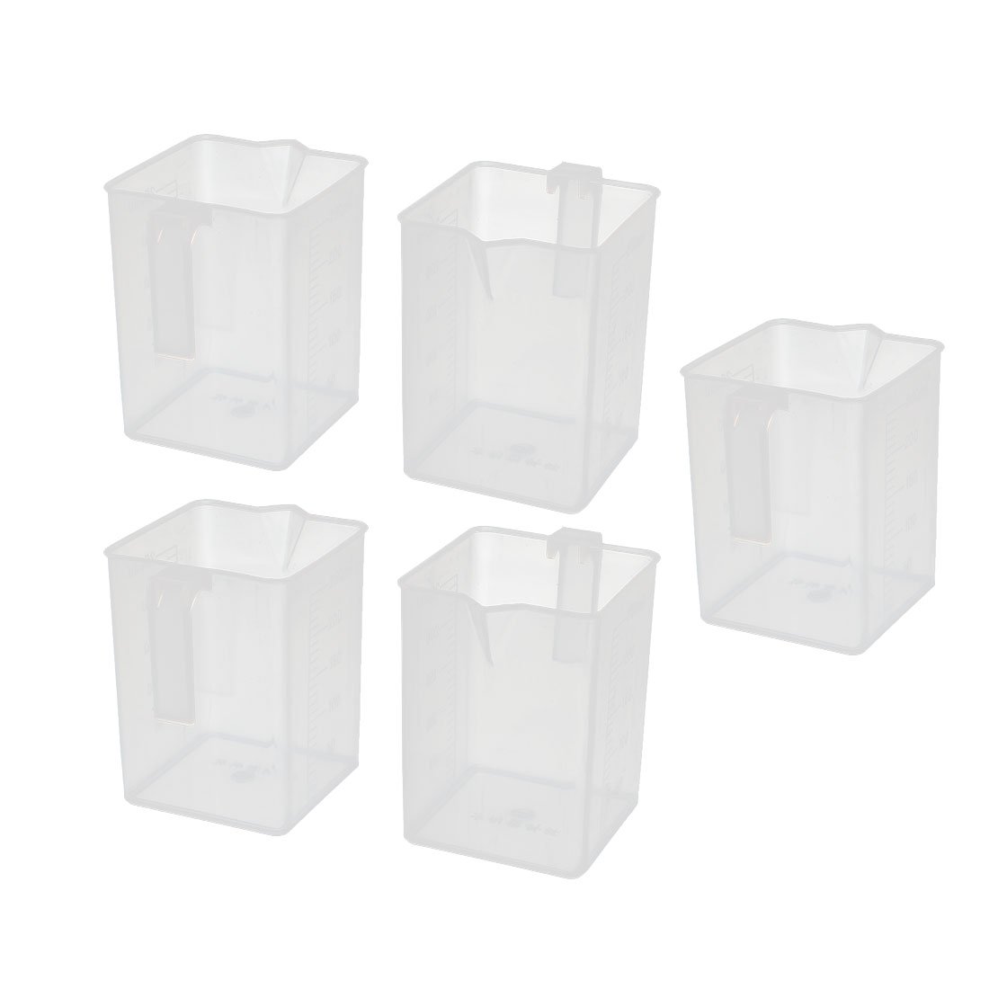 IIVVERR 5-Piece Set of 250ML Square Plastic Measuring Cups with Handles - Perfect for Laboratory, Milk Tea Shop, Baking & Cooking Measurements (Multipurpose Kitchen & Science Tools)