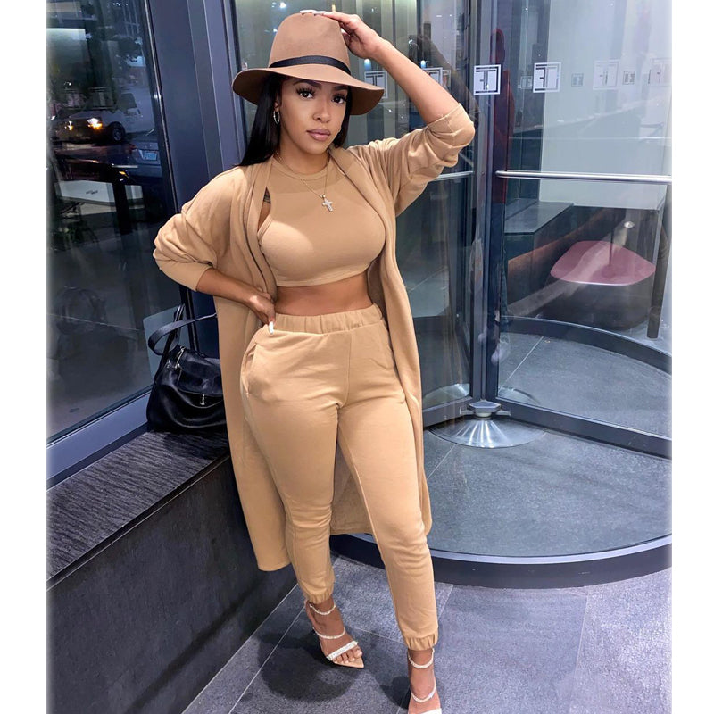 Elegant Solid Color 3-Piece Outfit Set for Women | Casual & Office Wear | Perfect for Work, Dates & Everyday Style