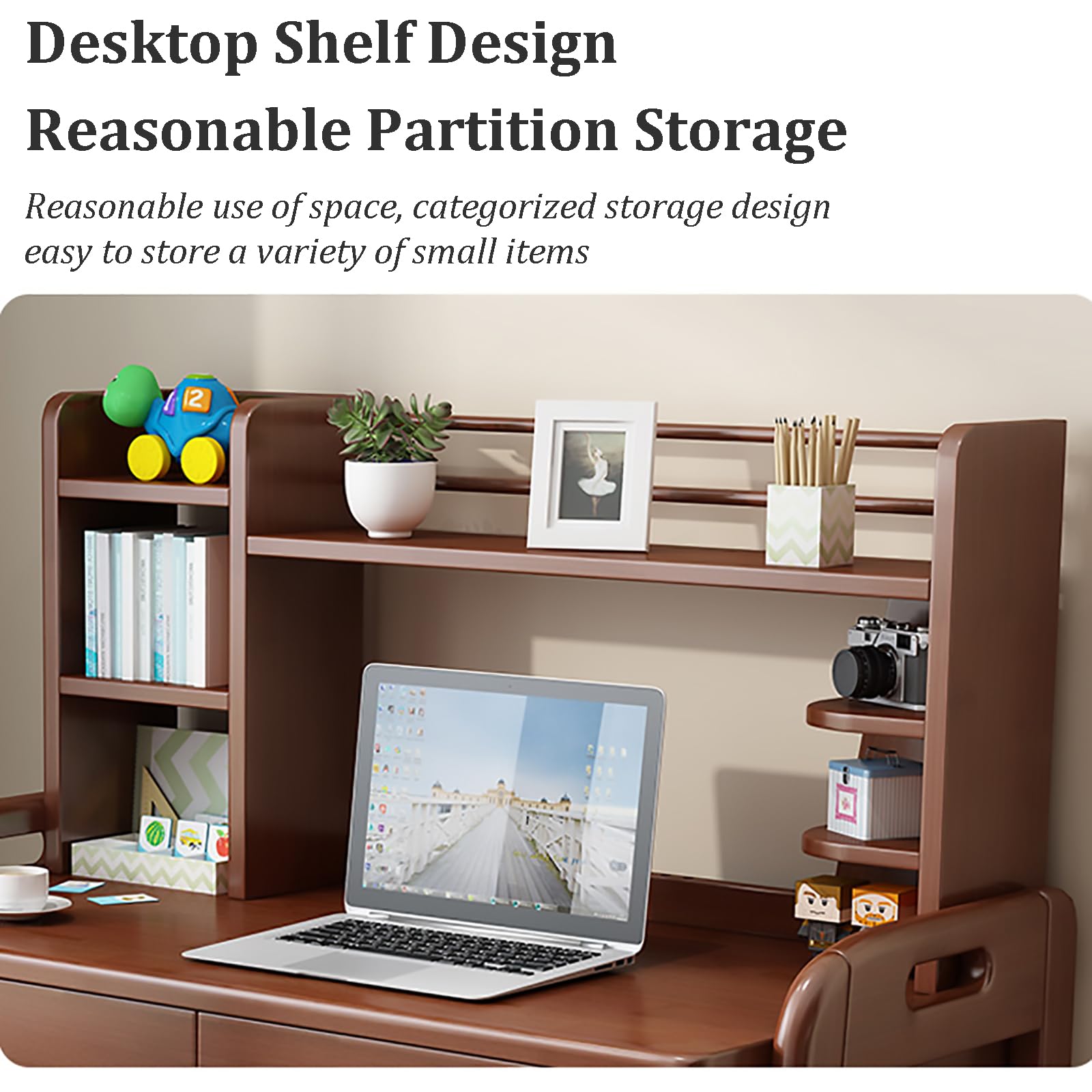 Kids Writing Desk with Drawers & Bookshelf - 39.5
