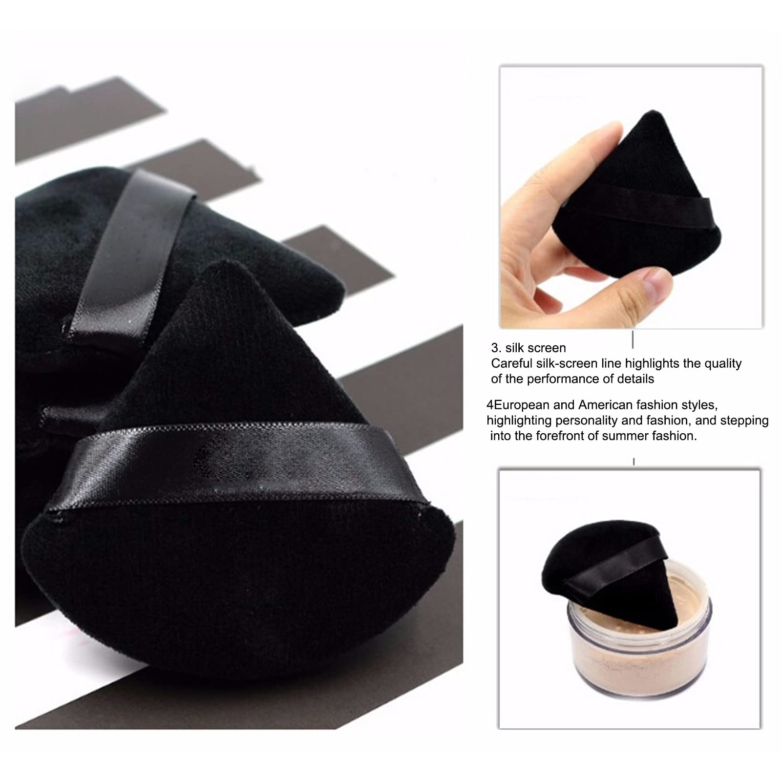 Soft Reusable Triangle Powder Puff with Strap for Loose Powder & Foundation - Wet/Dry Makeup Sponge for Flawless Face Application | Perfect for Travel & Professional Makeup Kits
