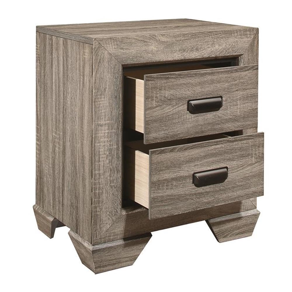 Homelegance Beechnut Contemporary Rustic 2-Drawer Nightstand in Light Elm & Black - Perfect for Bedroom, Guest Room, or Small Space Storage