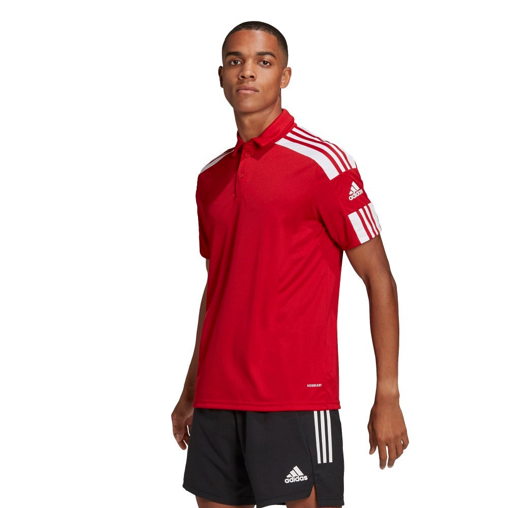 Adidas Adult Squadra 21 Polo Shirt for Men - Breathable Performance Golf & Casual Wear (Red/White) - Perfect for Sports, Work & Everyday Outfits