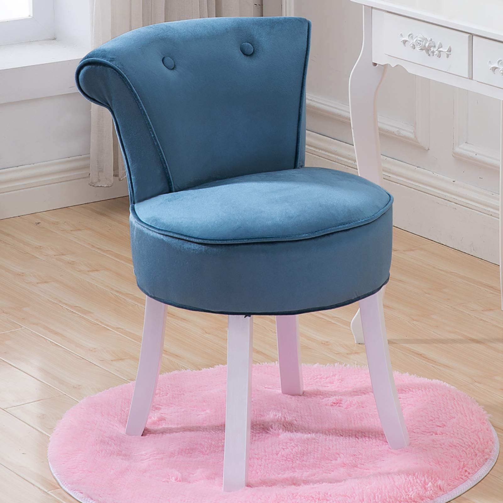 ZHIQ Cute Vanity Chair for Bedroom - Armless High Back Dressing Table Stool in 7 Colors - Perfect for Makeup, Living Room & Bedroom Decor