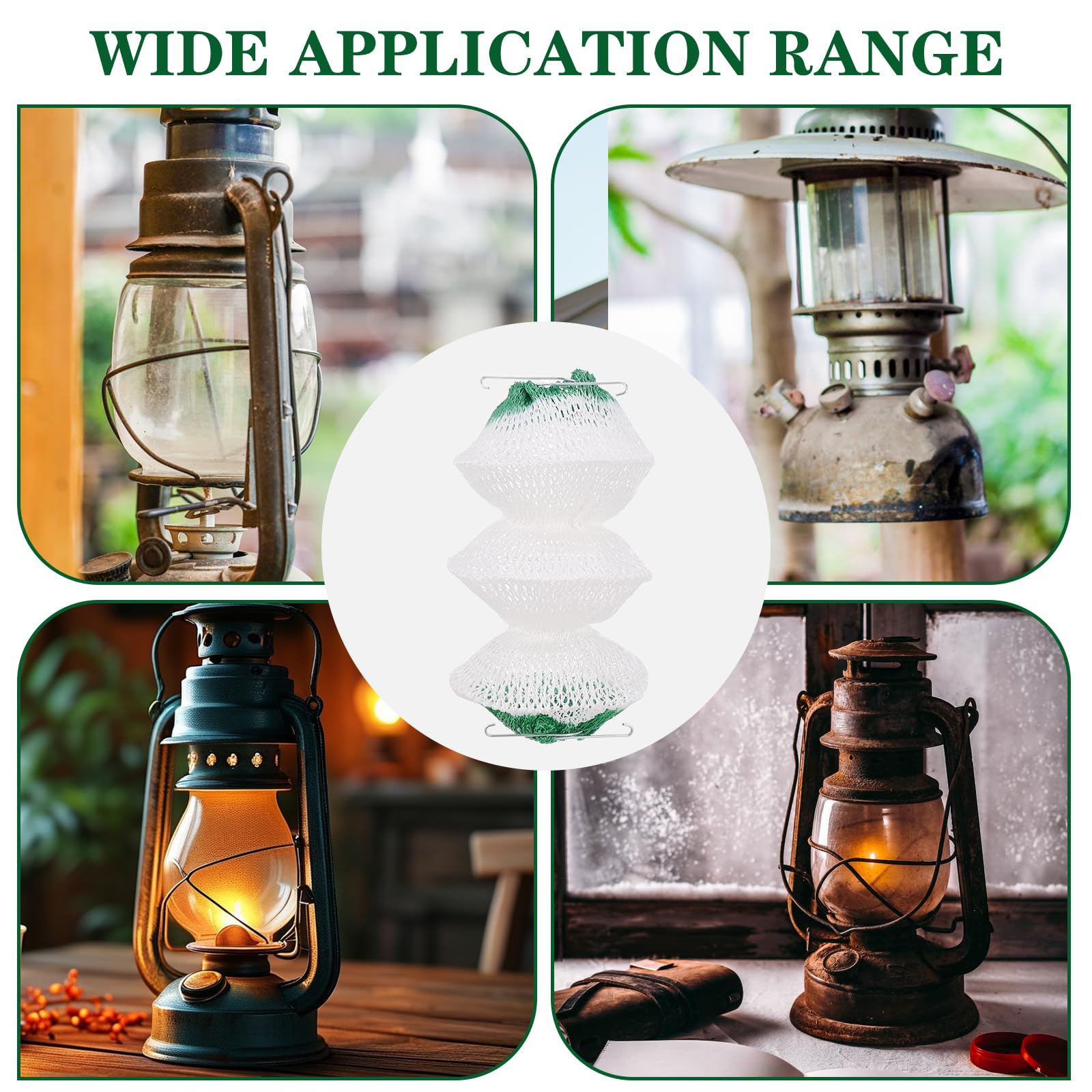 6 Pack Lantern Mantles - 3-Layer Gas Lamp Mantles with 2 Installation Clips, Accordion Shape for Propane & Kerosene Lanterns - Durable Replacement Mantles for Outdoor Camping, Hiking, Backyard Lighting and Emergency Preparedness