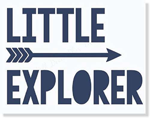 Little Explorer Arrow Nursery Wall Stickers - Vinyl Art Baby Room Decor 23x16 Inch Deep Blue | Perfect for Kids Bedroom, Playroom & Nursery Decoration