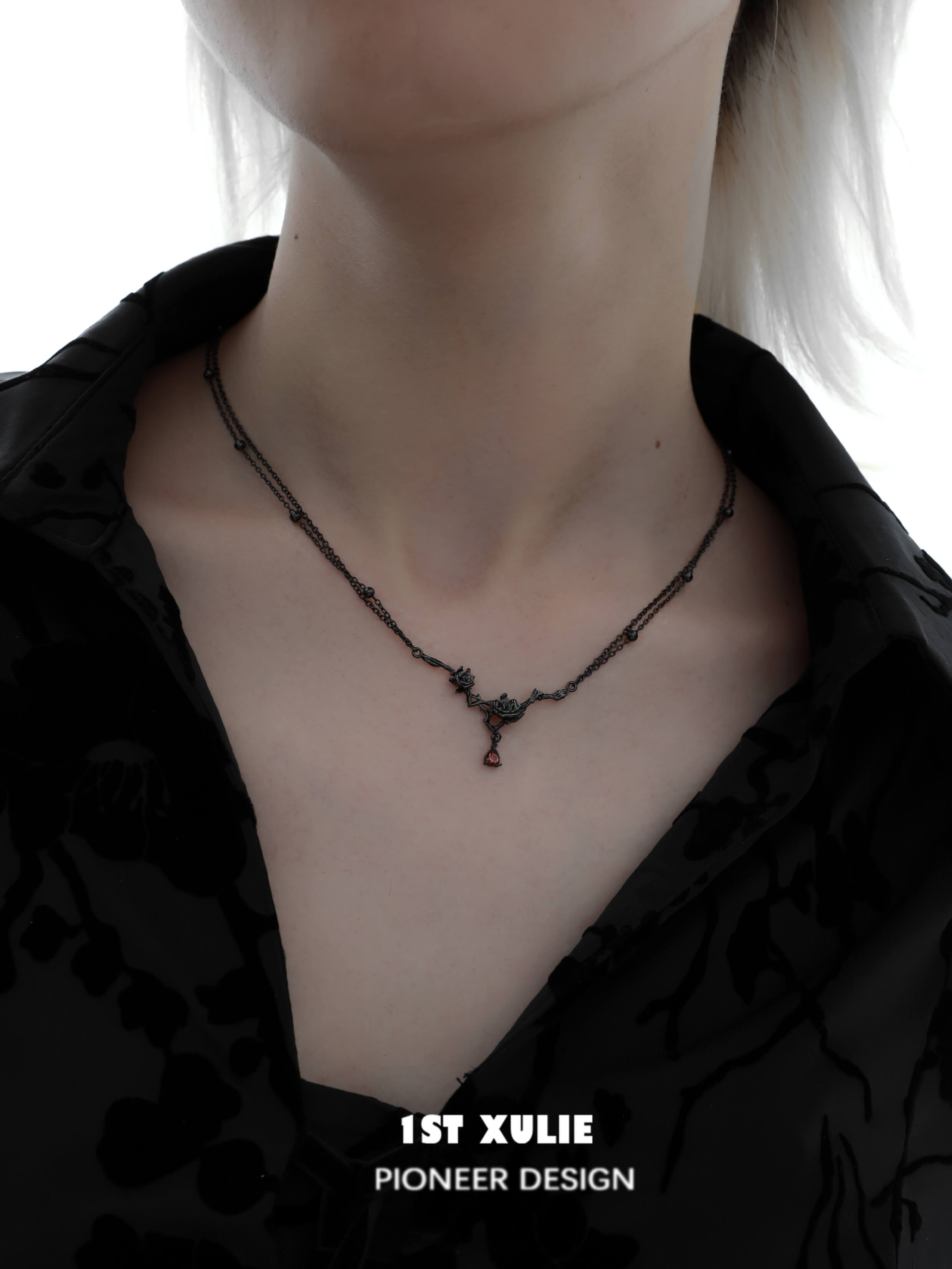Taboo Rose S925 Sterling Silver Dark Rose Necklace for Women - Elegant Gothic Jewelry for Valentine's Day, Anniversary & Romantic Gifts