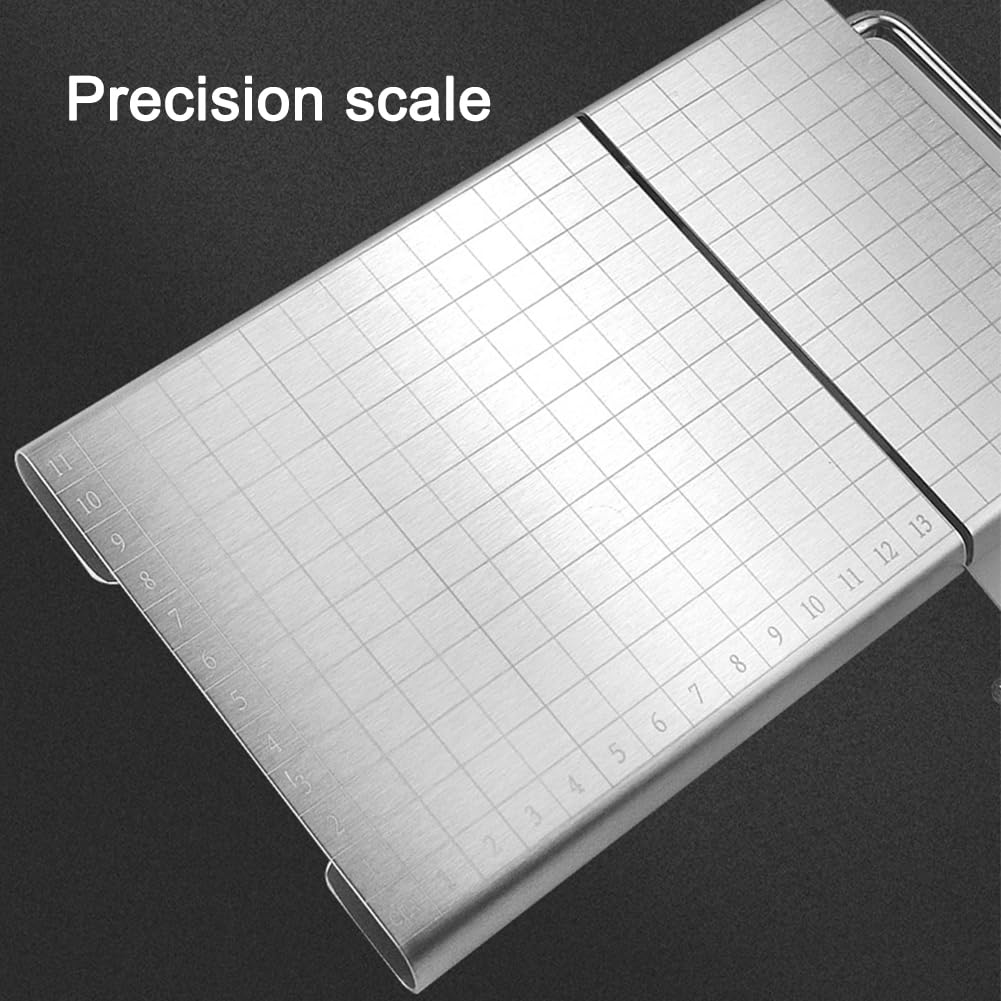 Premium Stainless Steel Cheese Slicer with 6 Replacement Wires - Cheese Cutter Board for Block Cheese, Effortless Slicing - Perfect for Kitchen, Party Platters & Charcuterie Boards (Silver)