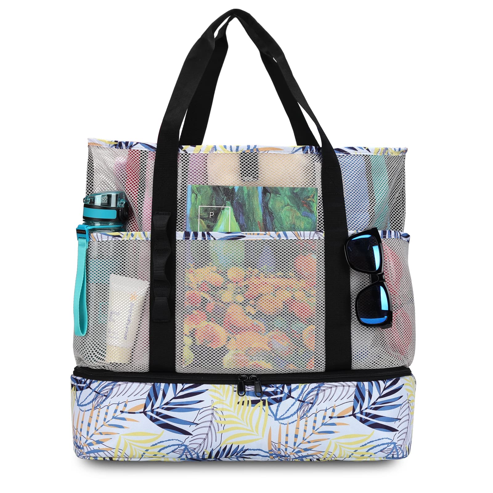Cooler Beach Bag for Women - Sandproof, 8 Pockets - Pool & Travel Essentials