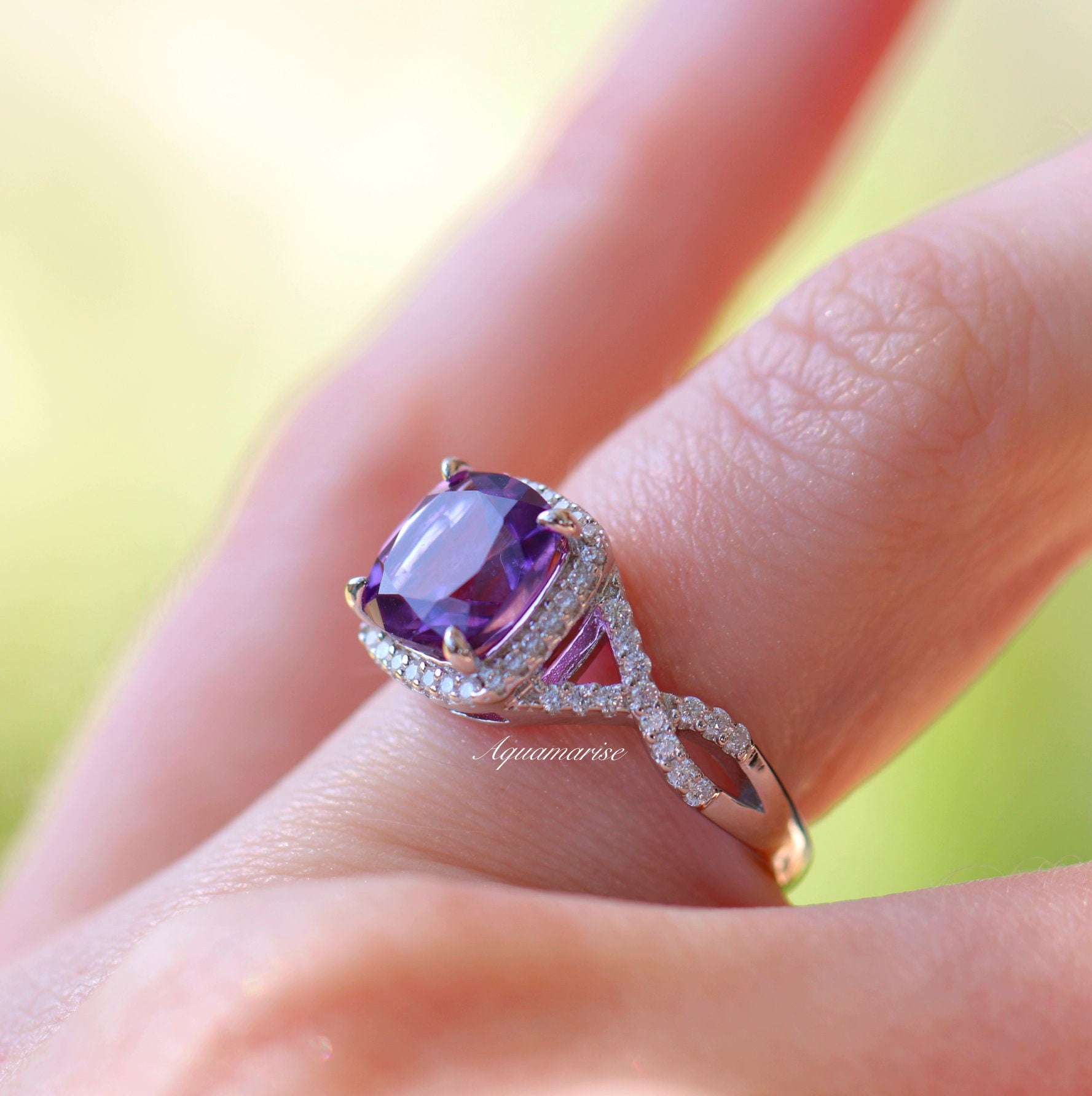 Flair Amethyst Ring - Sterling Silver Jewelry for Women | Elegant Purple Gemstone Ring for Everyday Wear & Special Occasions
