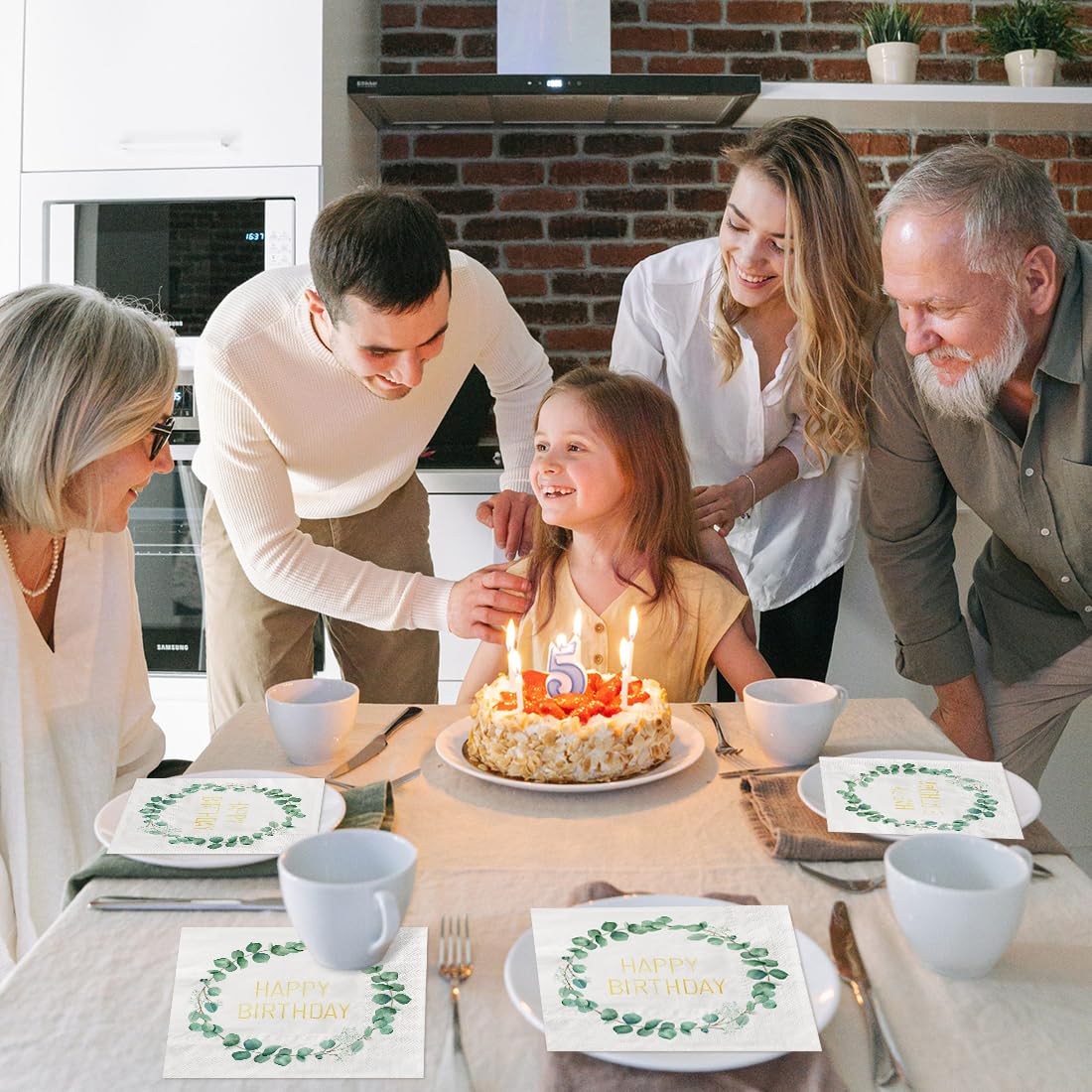 40 Pack Eucalyptus Green Birthday Napkins - Sage Green Happy Birthday Party Decorations for Women & Men - Perfect for Birthday Tables, Celebrations & Events