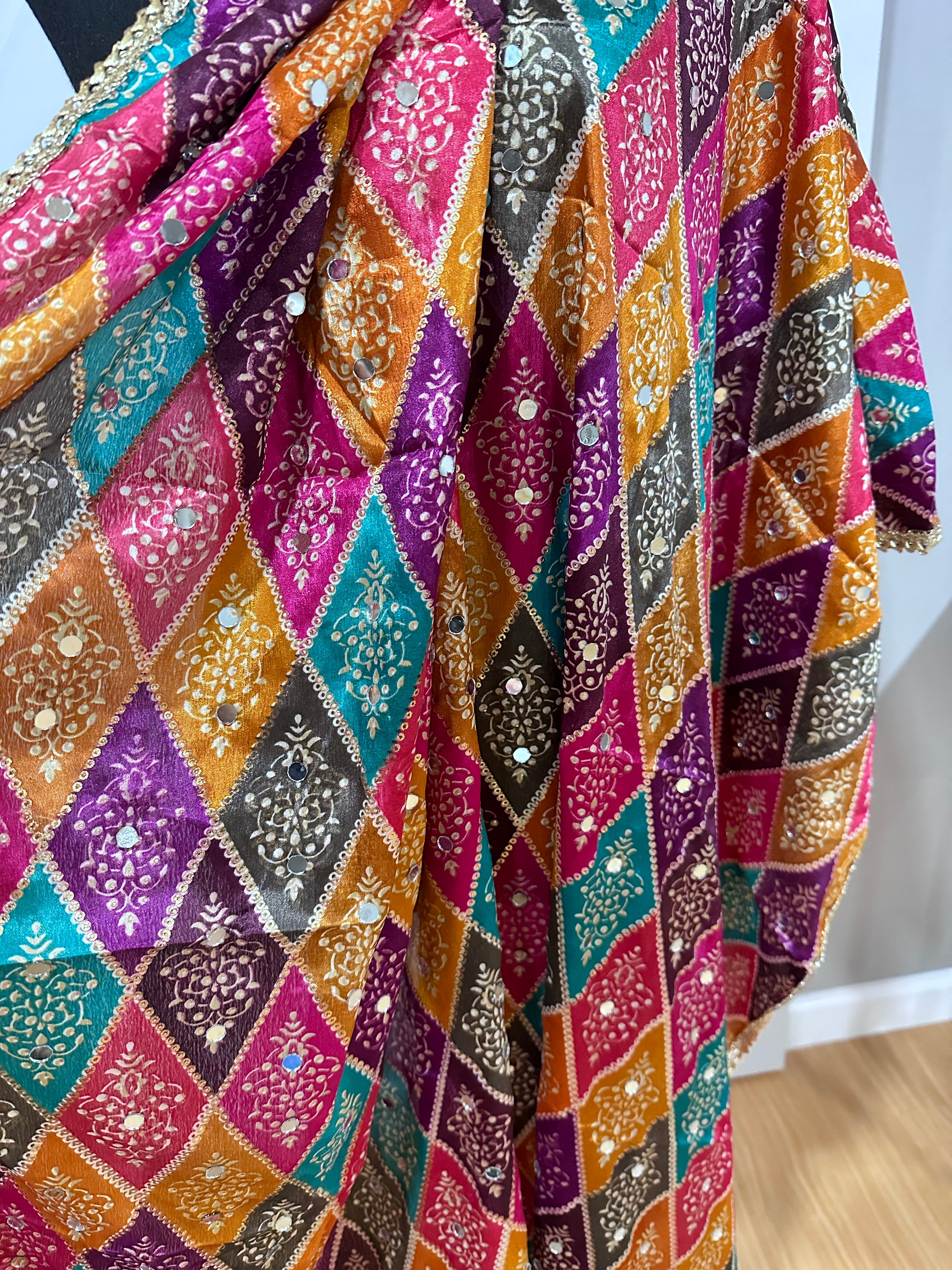 Phulkari Style Dupatta - Handmade Indian Embroidered Scarf for Women - Perfect for Weddings, Parties & Festive Occasions