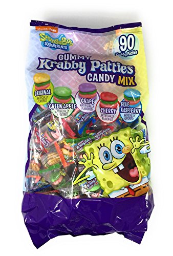 Spongebob Squarepants Gummy Krabby Patties Candy Mix - 90 Count Resealable Bag (1 Pound 12.55 Ounces) - Kids Party Favors, Birthday Treats & Movie Night Snacks