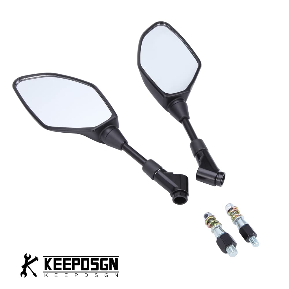 Universal 8MM 10MM Motorcycle Handlebar Rear View Mirrors - Compatible with Yamaha MT07 MT09 MT10 FZ6 FZ7 FZ10 Tracer - Durable Adjustable Safety Mirrors for Street Bikes & Cruisers - Perfect for Commuting, Touring & Highway Riding