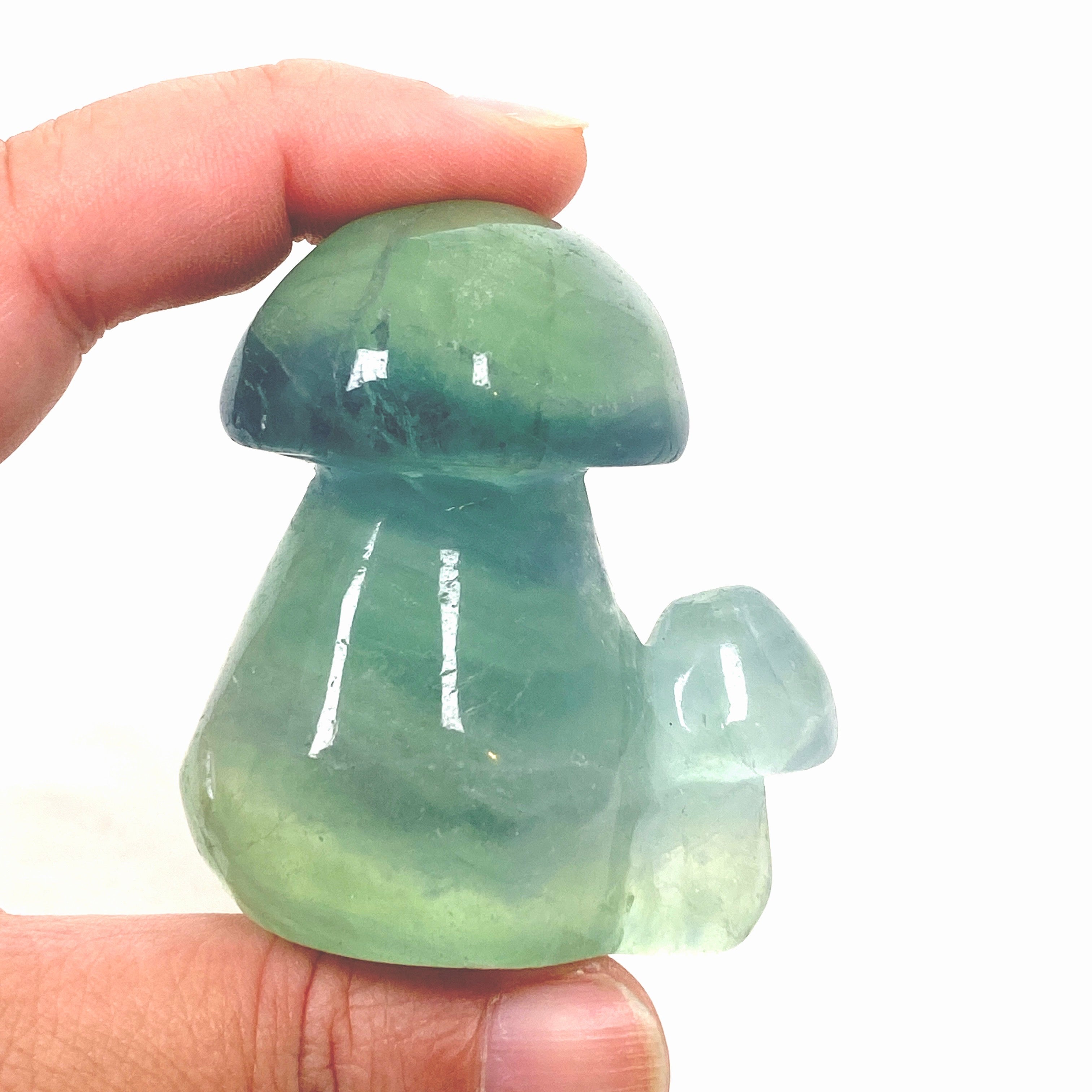 Natural Green Fluorite Mushroom Carving - GFM 01 Crystal Decor for Home, Office & Meditation Space | Healing Stone & Spiritual Gift