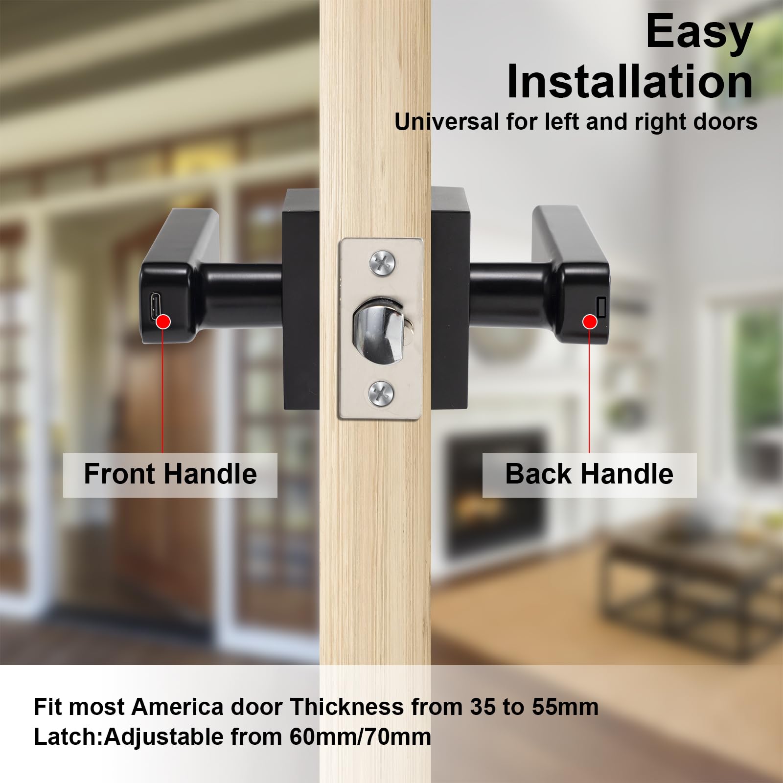 HaiZR Smart Door Lock - 4-in-1 Keyless Entry with APP, Fingerprint, Keypad & Key Options - Secure Digital Door Lock for Home, Office & Hotel (Black) - Perfect for Modern Smart Homes & Vacation Rentals