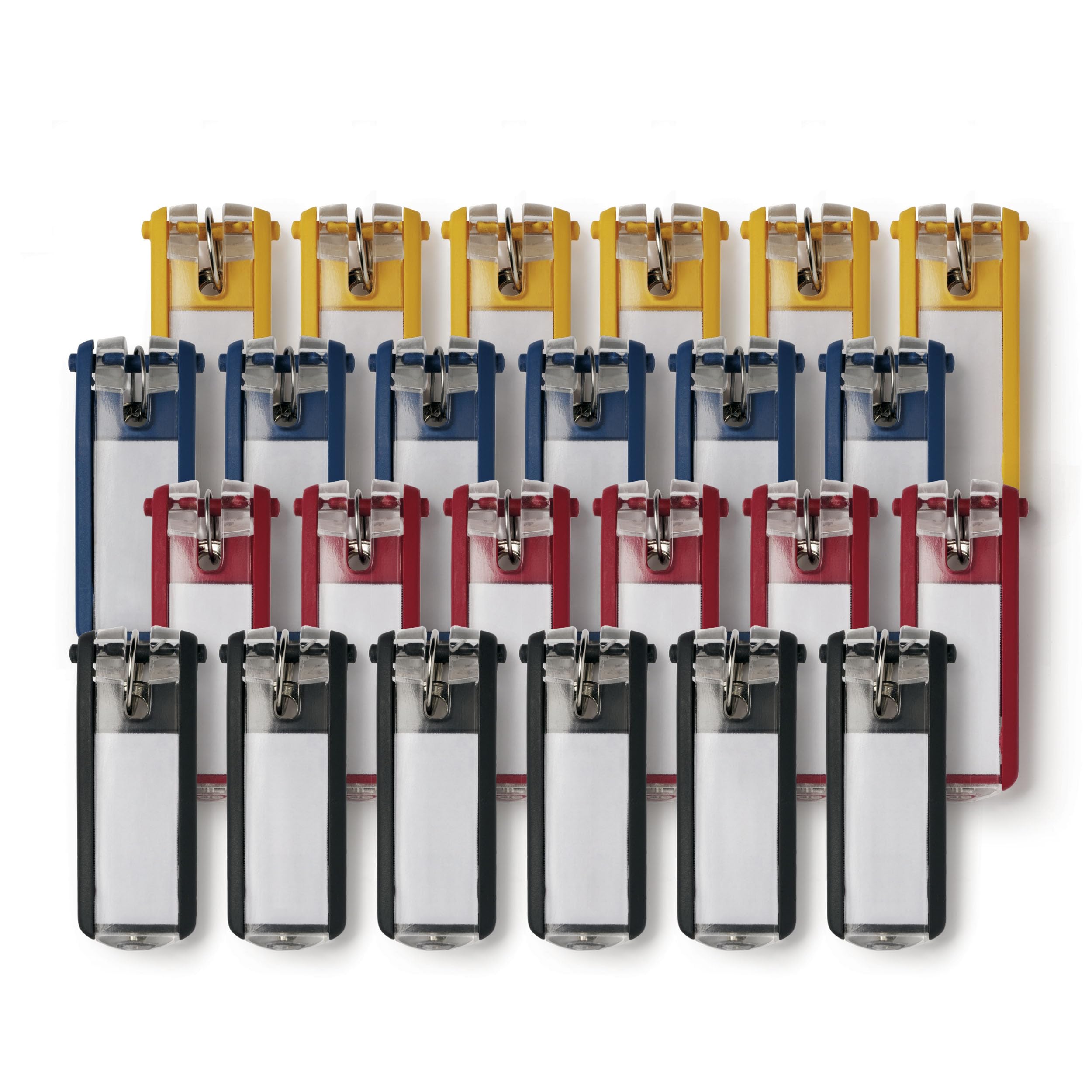 Durable Plastic Key Tags for Locking Key Cabinets - 1.13 x 2.75 Inch Assorted Colors (24/Pack) - Ideal for Home, Office & School Key Organization
